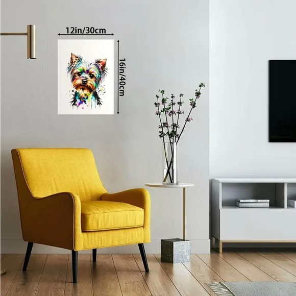 Yorkshire Terrier Art Poster Canvas Painting Frameless - Picture 3 of 7